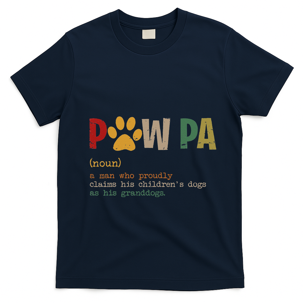 Funny Pawpa Grand Paw Grandpa Dog Dad Definition Fathers Day T-Shirt - Navy Blue