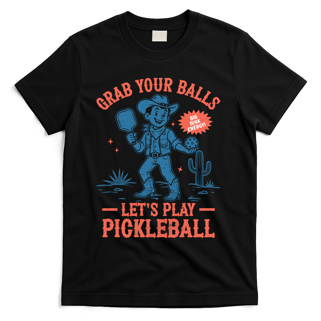 Funny Pickleball Grab Your Balls T-Shirt - Black