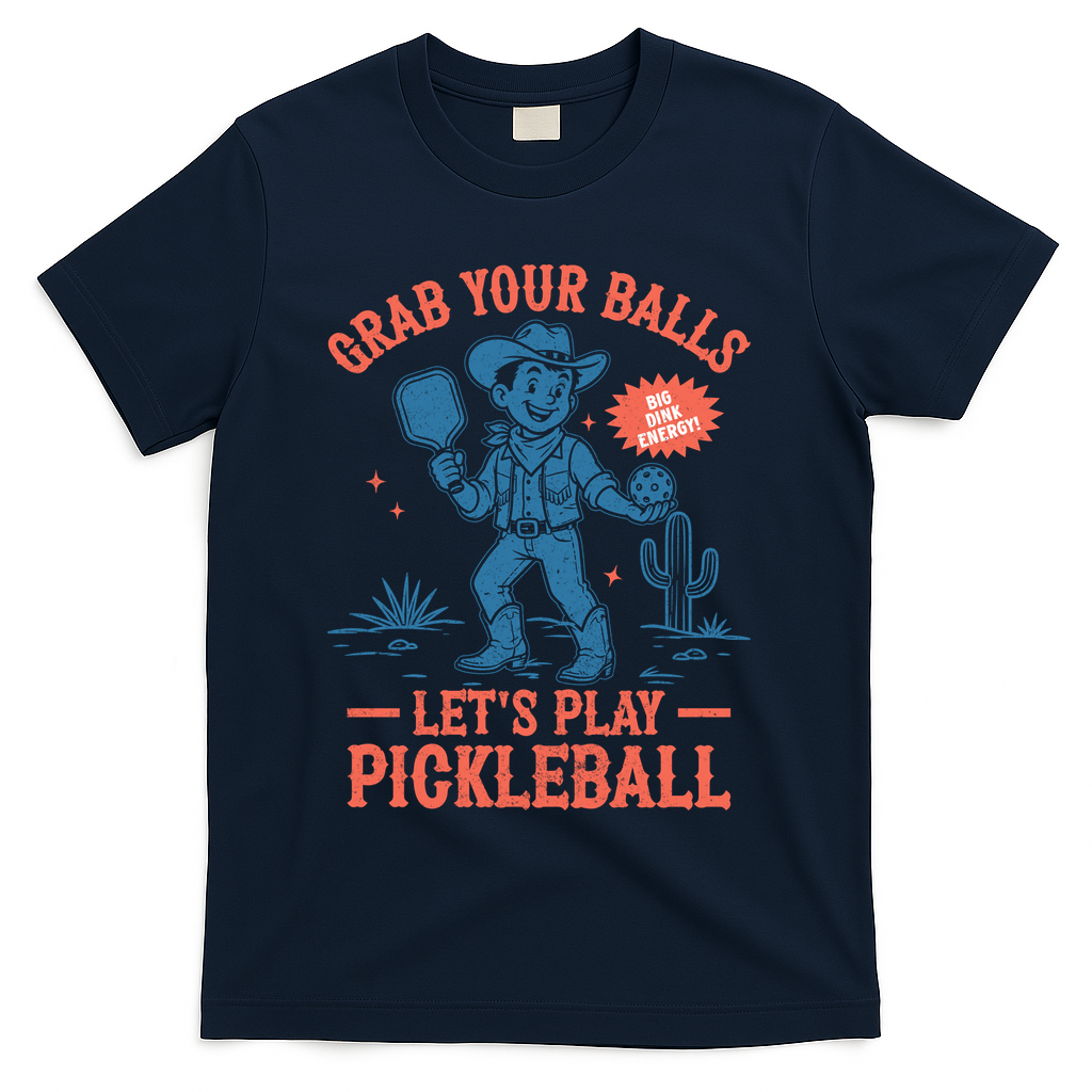 Funny Pickleball Grab Your Balls T-Shirt - Navy