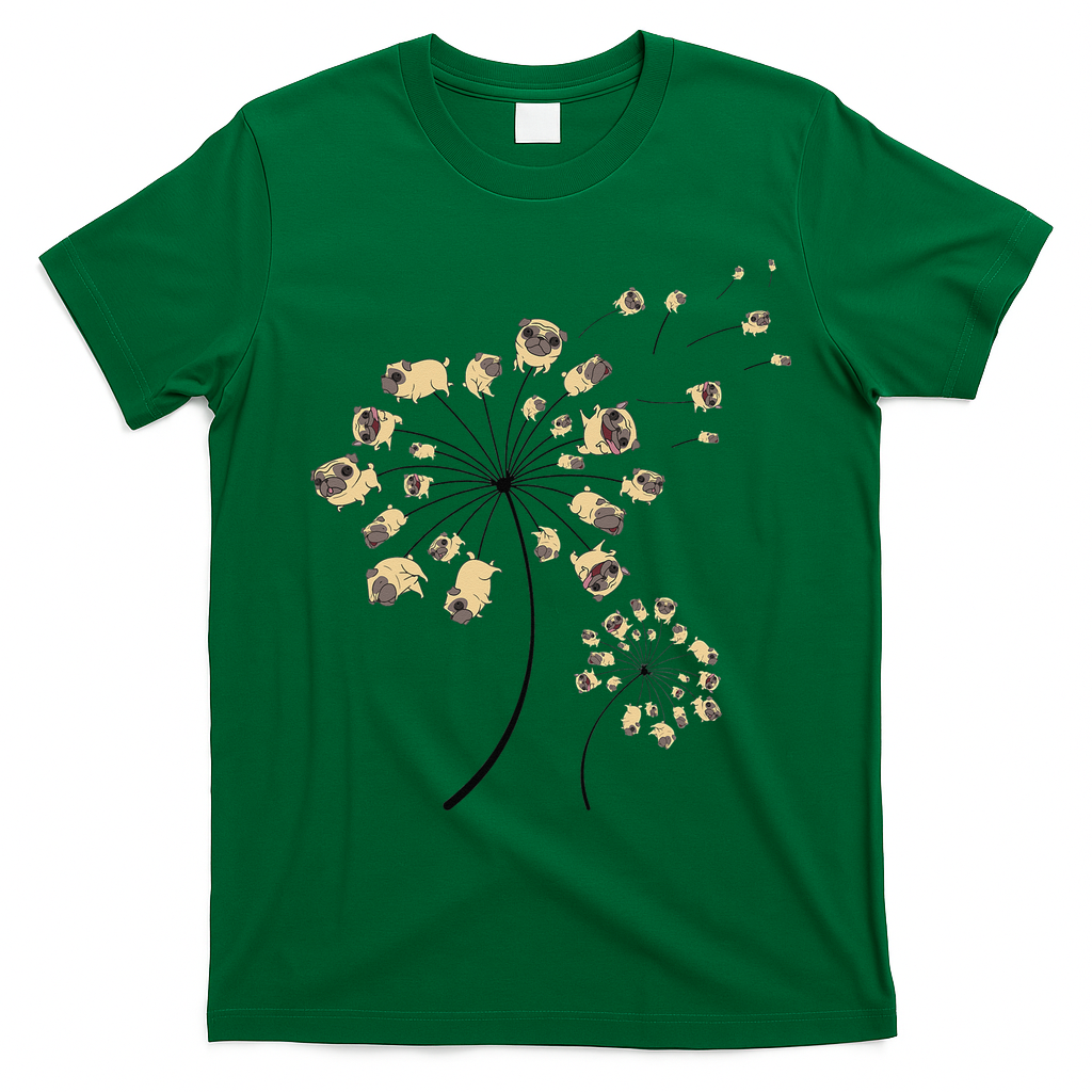 Funny Pug Gift For  Cool Flower Dog Dandelion Lover T-Shirt - Irish Green