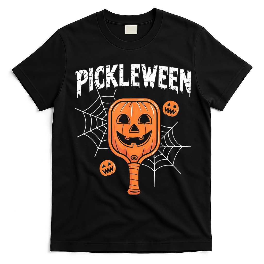 Funny Pickleween Halloween Pickleball Players Gift T-Shirt - Black