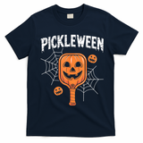 Funny Pickleween Halloween Pickleball Players Gift T-Shirt - Navy Blue