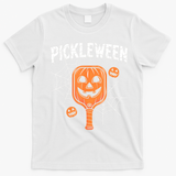 Funny Pickleween Halloween Pickleball Players Gift T-Shirt - White