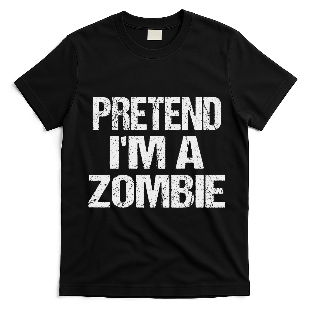 Funny Pretend I'm A Zombie Halloween Costume T-Shirt - Black