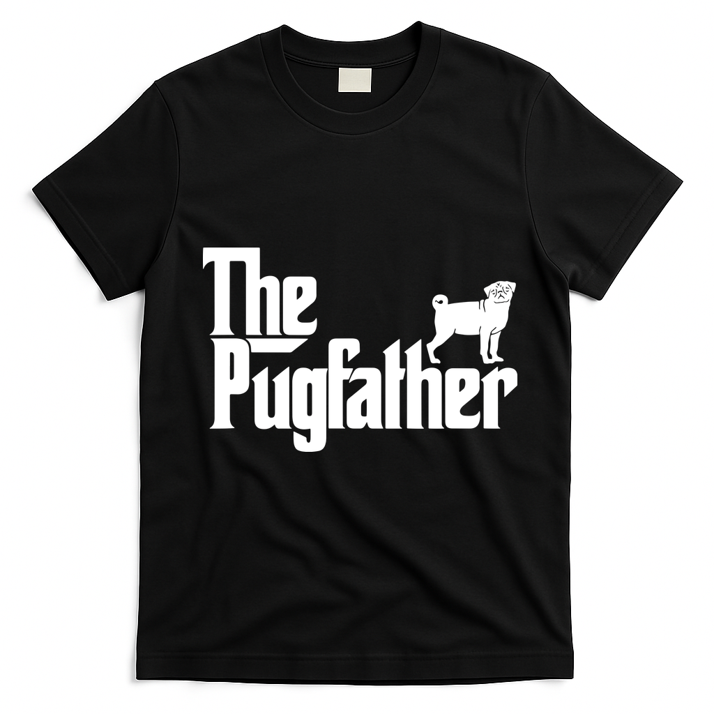 Funny Pug Owner Shirts The Pugfather Pug Father Gift T-Shirt - Black