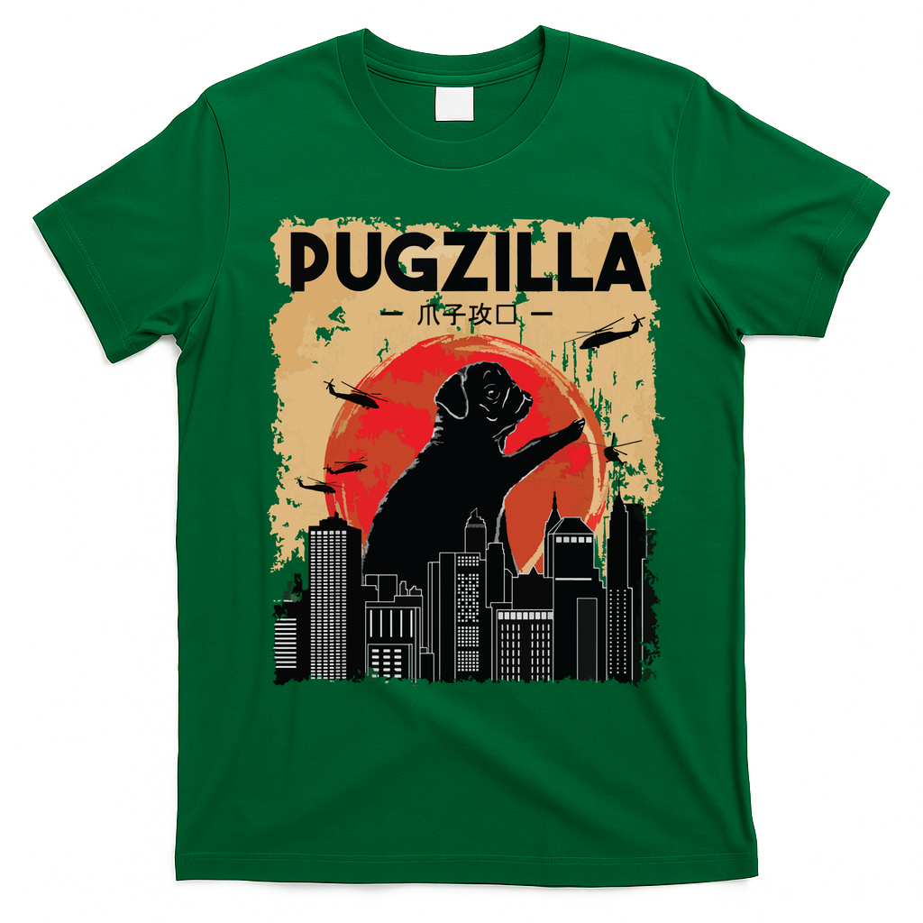 Funny Pug Pugzilla Funny Dog Pug T-Shirt - Irish Green