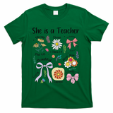 Floral Preppy Teacher Teacher Life Happy Last Day Of School T-Shirt - Green