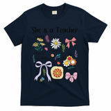 Floral Preppy Teacher Teacher Life Happy Last Day Of School T-Shirt - Navy