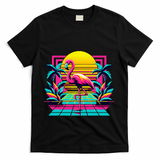 Flamingo Palm Trees Tropical Summer T-Shirt - Black