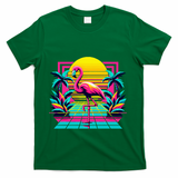 Flamingo Palm Trees Tropical Summer T-Shirt - Green