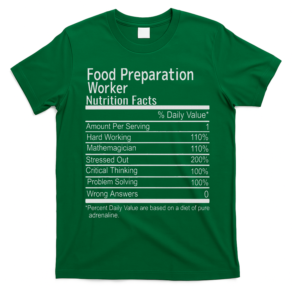 Food Preparation Worker Nutritional Facts Thanksgiving Xmas T-Shirt - Irish Green