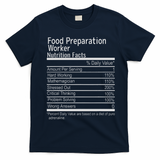 Food Preparation Worker Nutritional Facts Thanksgiving Xmas T-Shirt - Navy Blue