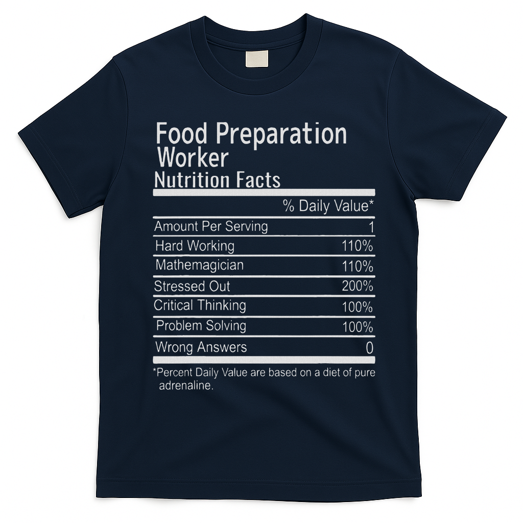 Food Preparation Worker Nutritional Facts Thanksgiving Xmas T-Shirt - Navy Blue