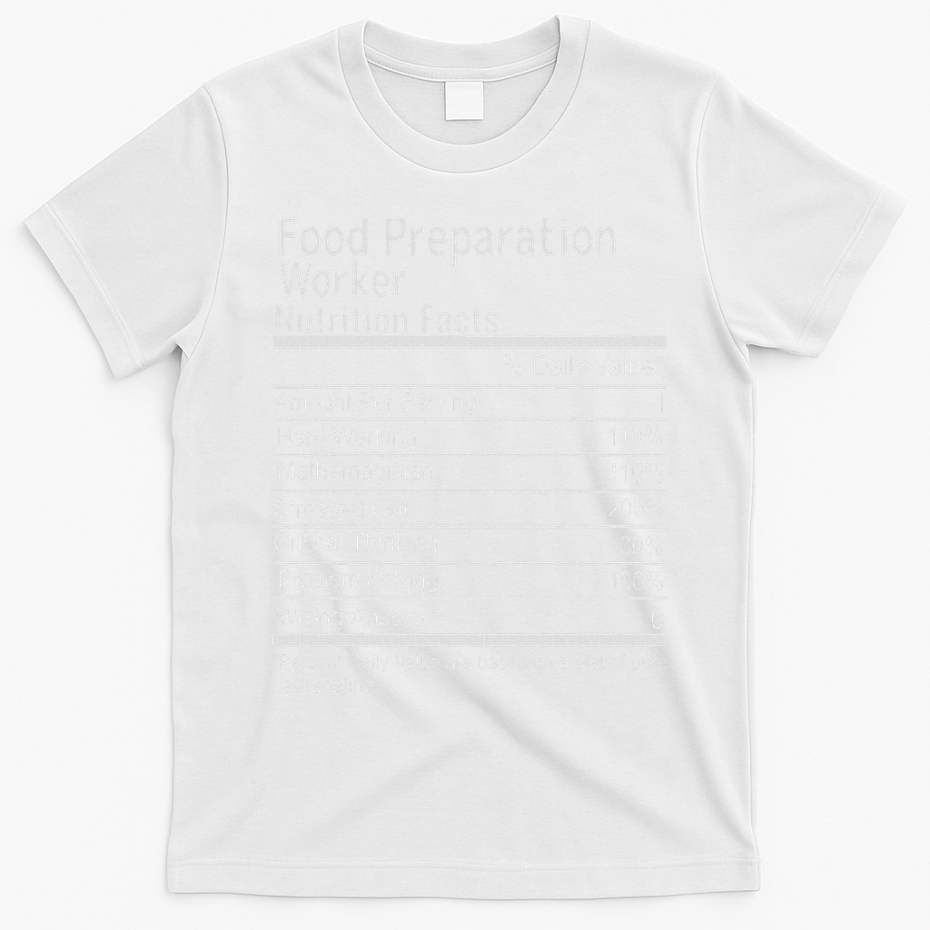 Food Preparation Worker Nutritional Facts Thanksgiving Xmas T-Shirt - White