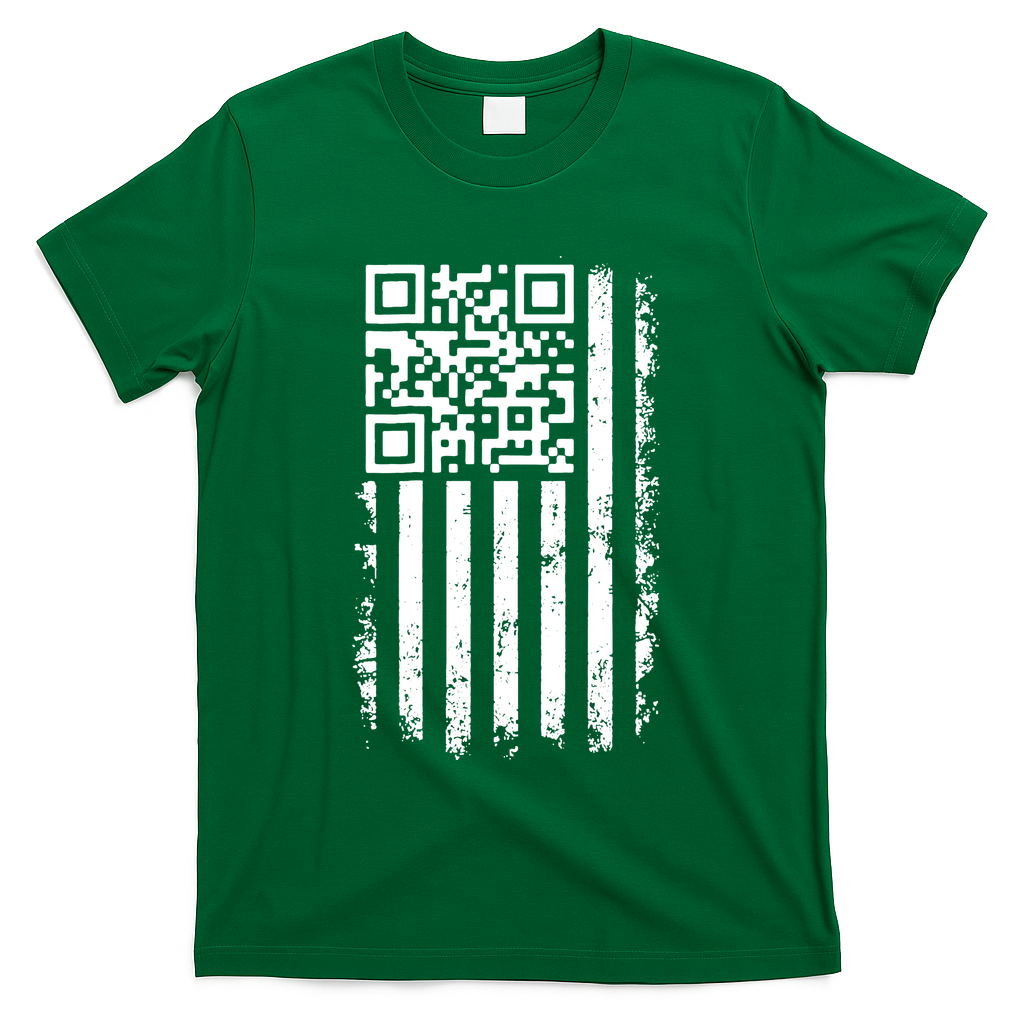 Funny Qr Scan Me President Trump 45 47 Dancing Code Flag T-Shirt - Green