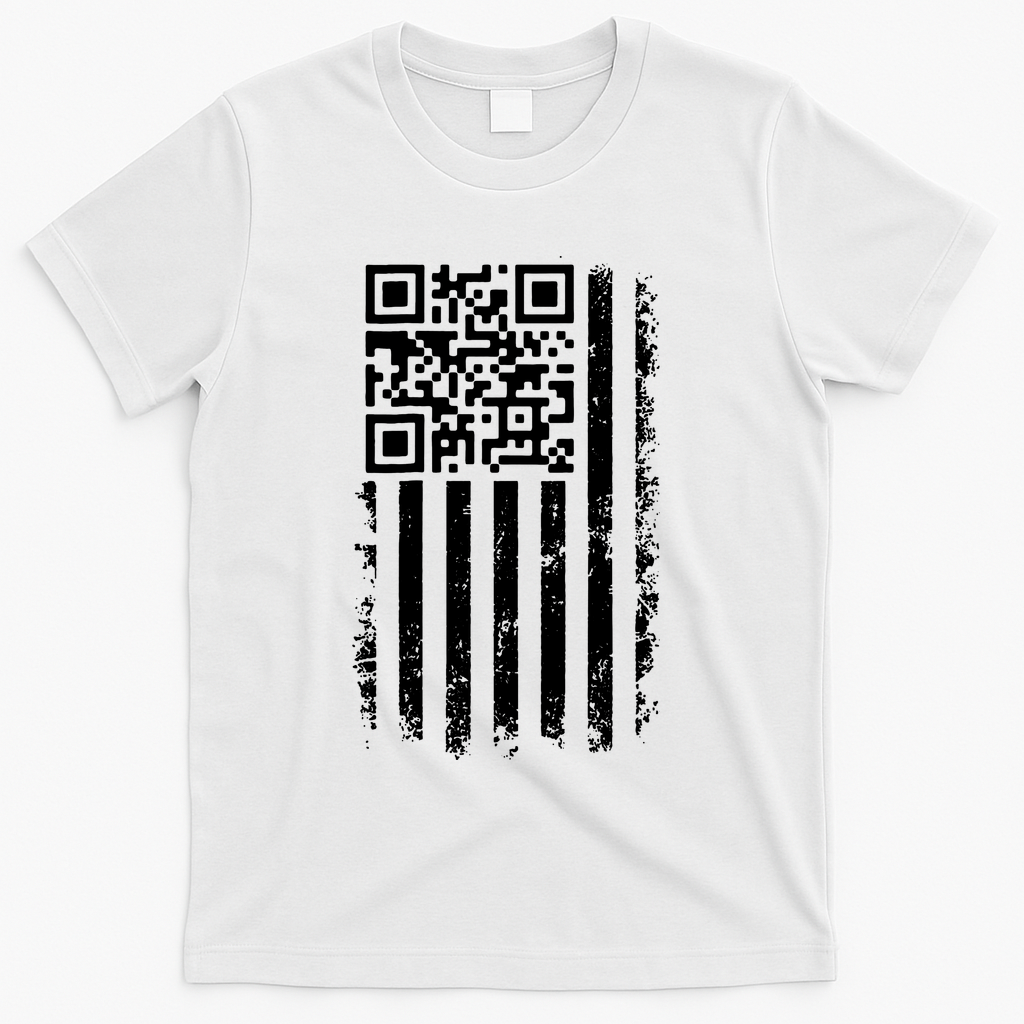 Funny Qr Scan Me President Trump 45 47 Dancing Code Flag T-Shirt - White