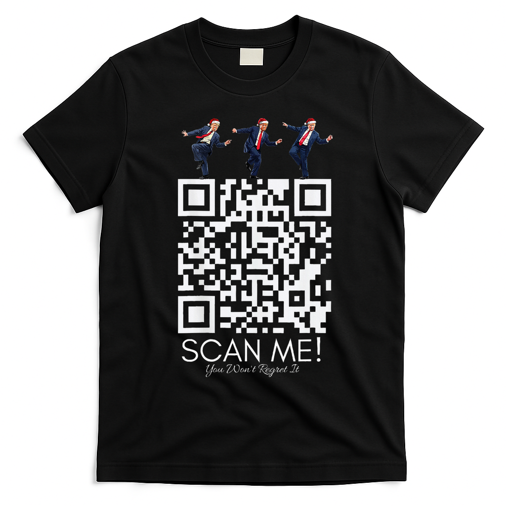 Funny Qr Scan Me President Qr Trump Dancing Hat Christmas T-Shirt - Black