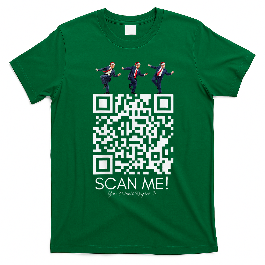 Funny Qr Scan Me President Qr Trump Dancing Hat Christmas T-Shirt - Irish Green