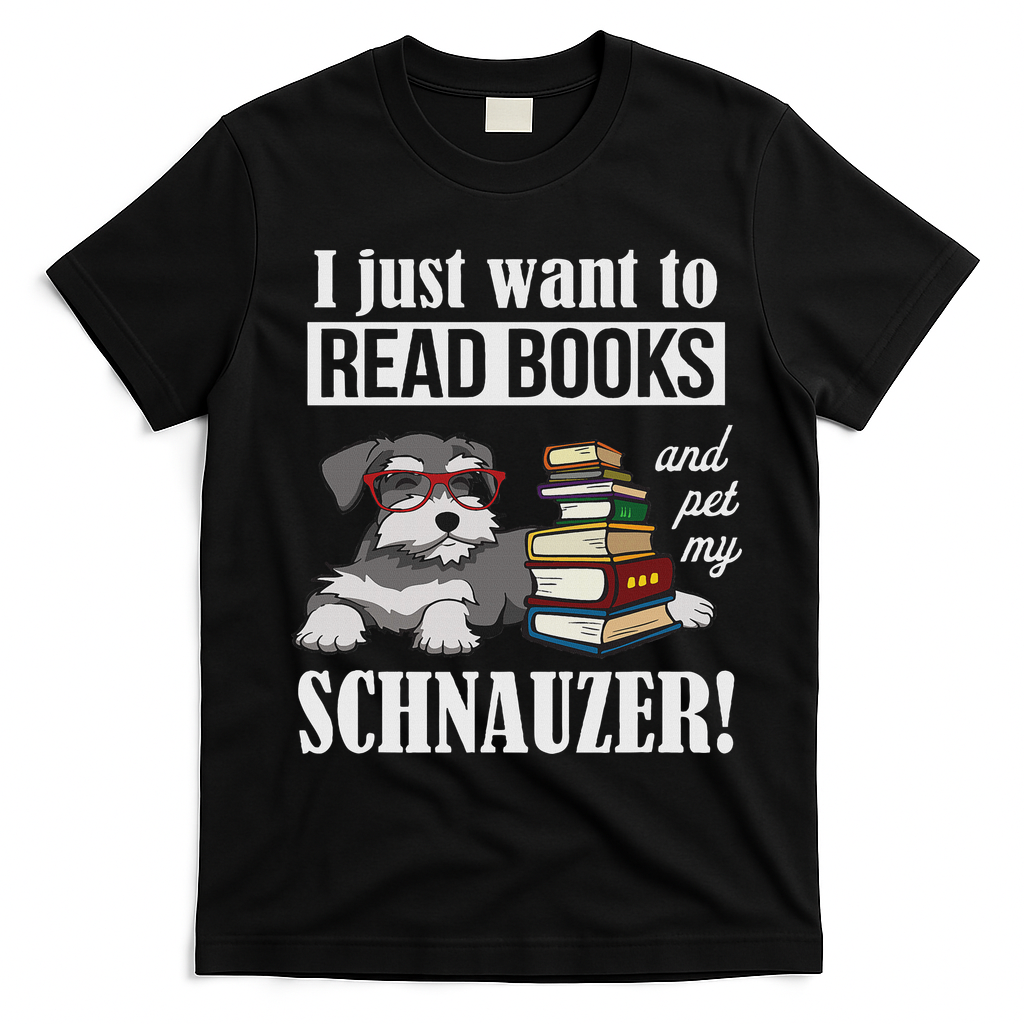 Funny Read Books Miniature Schnauzer Lover T-Shirt - Black
