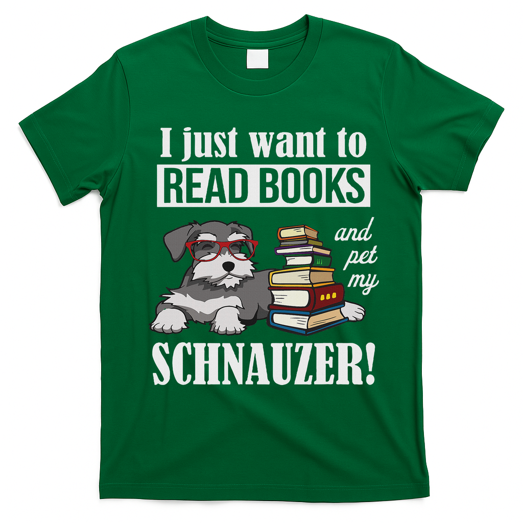 Funny Read Books Miniature Schnauzer Lover T-Shirt - Irish Green