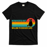 Funny Retro Cat Introverted But Willing To Discuss Cats T-Shirt