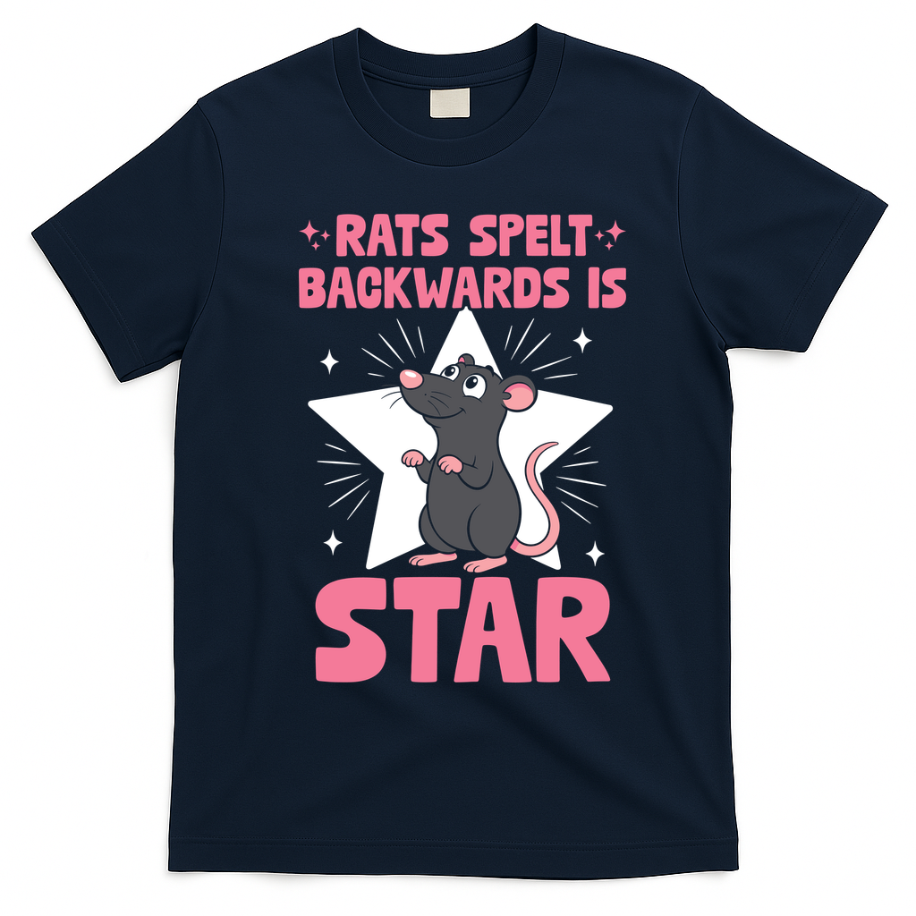 Funny Rat Humor Gift Rats Spelt Backwards Is Star T-Shirt - Navy Blue