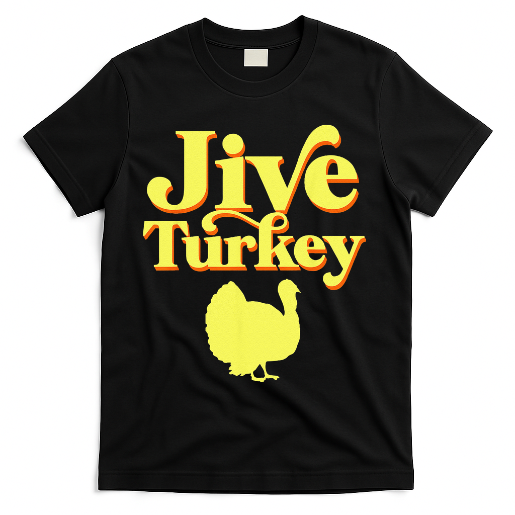 Funny Retro Jive Thanksgiving Turkey T-Shirt - Black