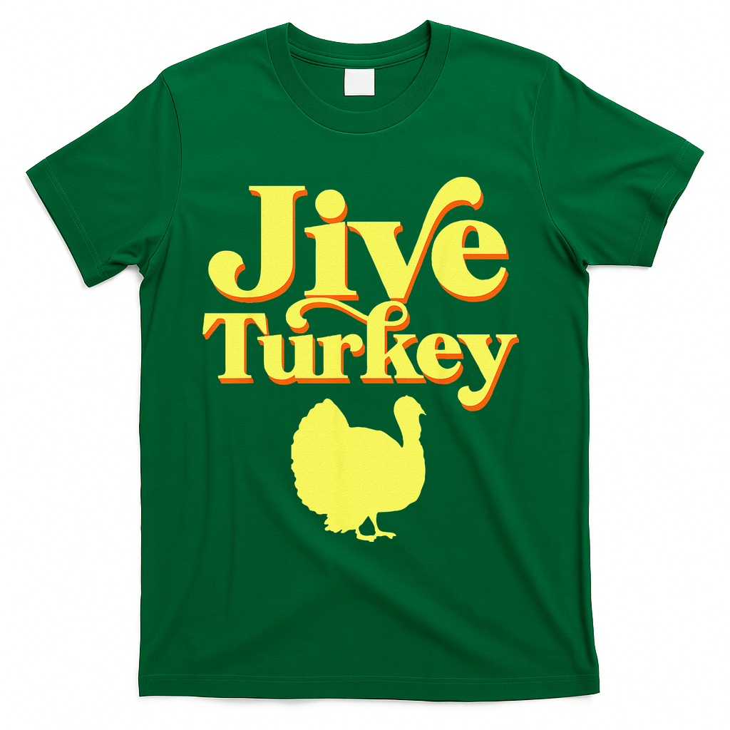 Funny Retro Jive Thanksgiving Turkey T-Shirt - Green