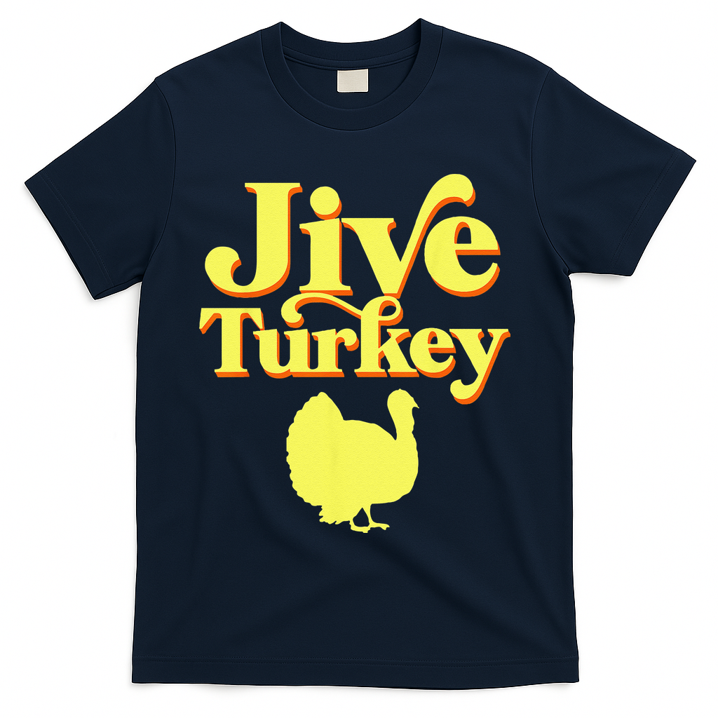 Funny Retro Jive Thanksgiving Turkey T-Shirt - Navy