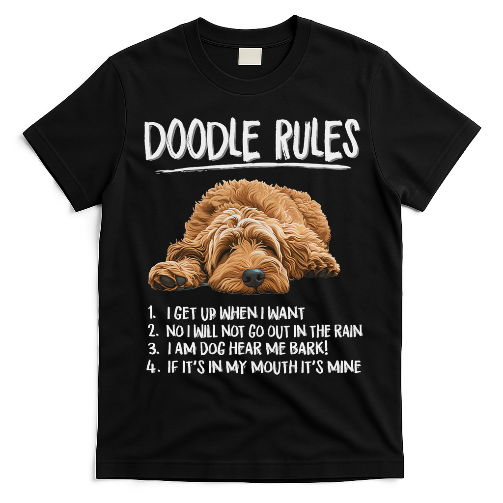Funny Rules Napping Goldendoodle Doodle Dog Lover T-Shirt - Black