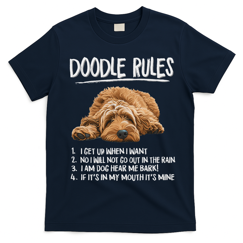 Funny Rules Napping Goldendoodle Doodle Dog Lover T-Shirt - Navy Blue