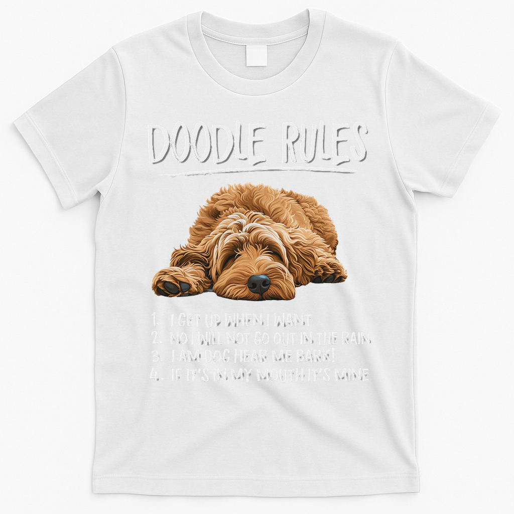 Funny Rules Napping Goldendoodle Doodle Dog Lover T-Shirt - White