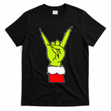 Funny Rock On Hand Christmas Rock & Roll Elf Xmas T-Shirt - Black