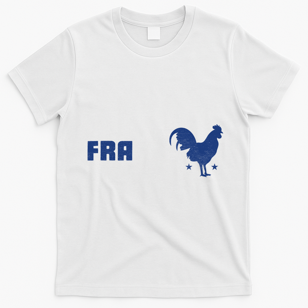 French Rooster Proud France Fans FRA T-Shirt - White