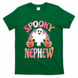 Family Retro Spooky Nephew Groovy Retro Halloween Ghost Costume Gift T-Shirt - Irish Green
