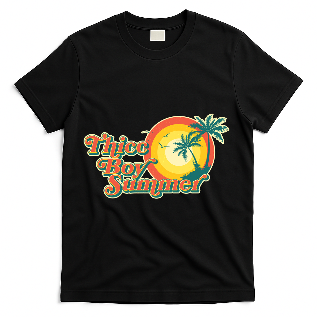 Funny Retro Thicc Boy Summer T-Shirt - Black