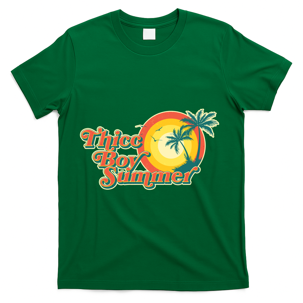Funny Retro Thicc Boy Summer T-Shirt - Green