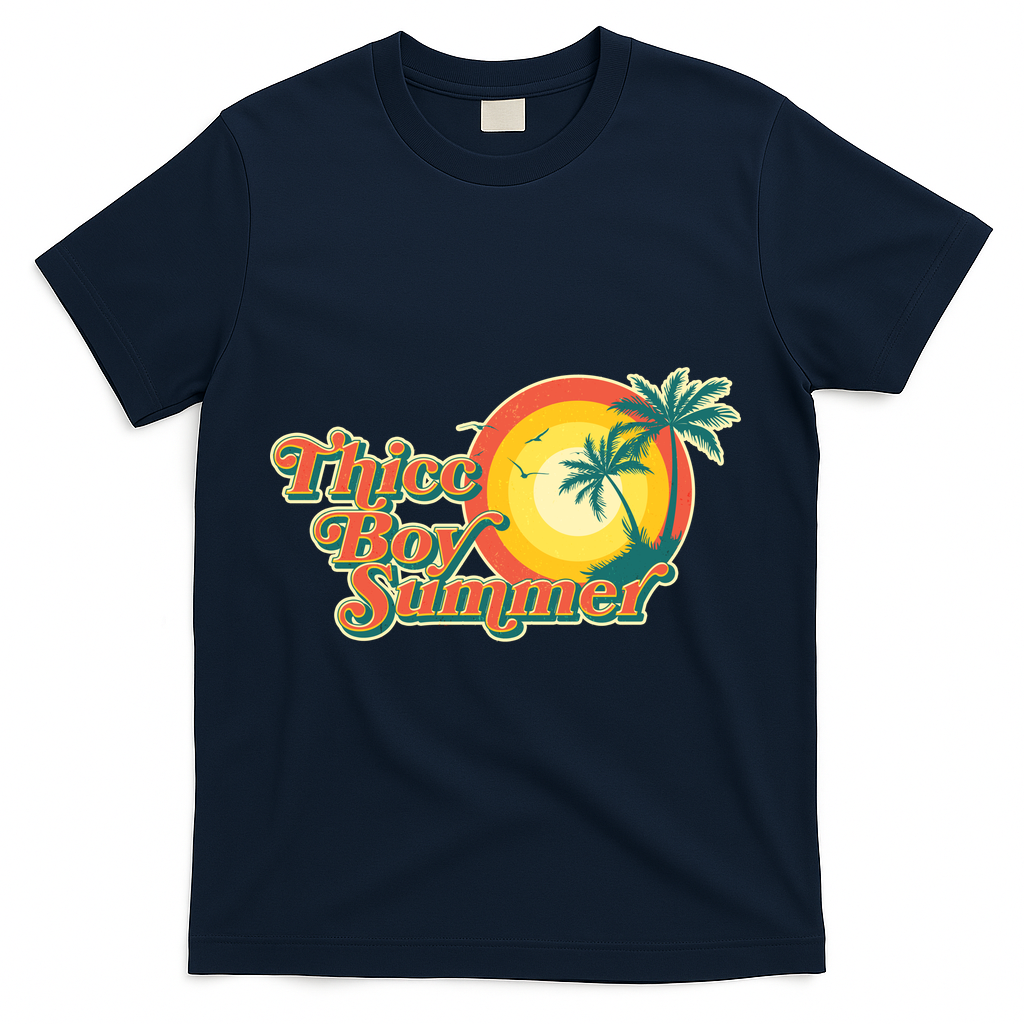 Funny Retro Thicc Boy Summer T-Shirt - Navy