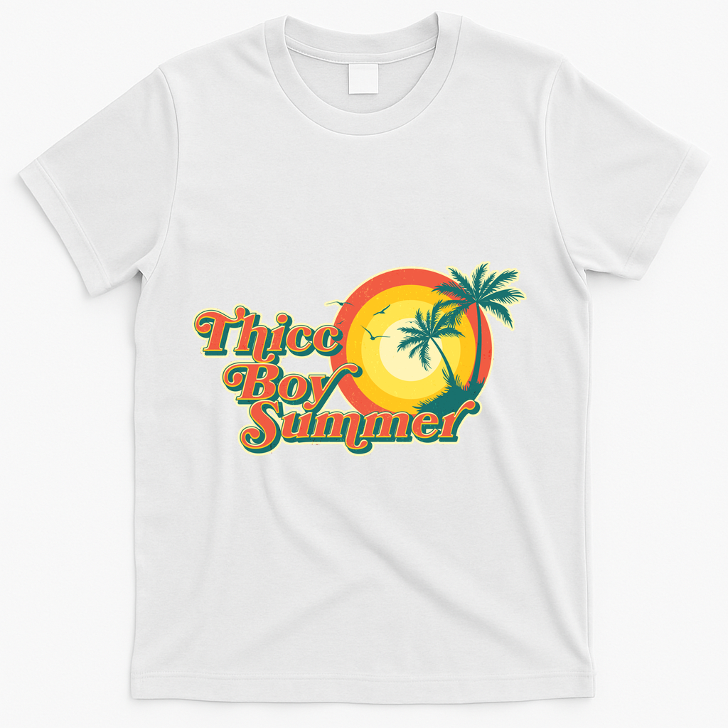 Funny Retro Thicc Boy Summer T-Shirt - White