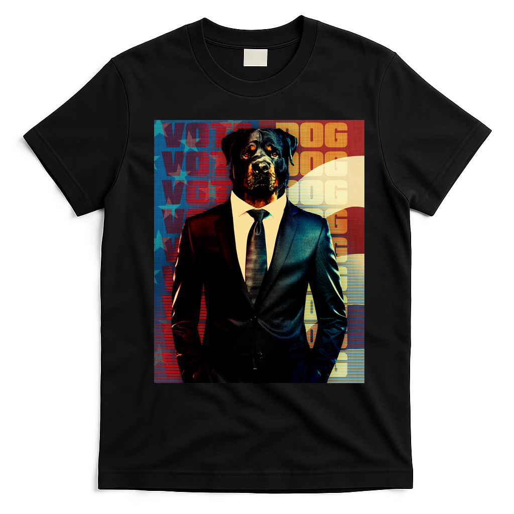 Funny Retro Vintage Election Vote Dog T-Shirt - Black
