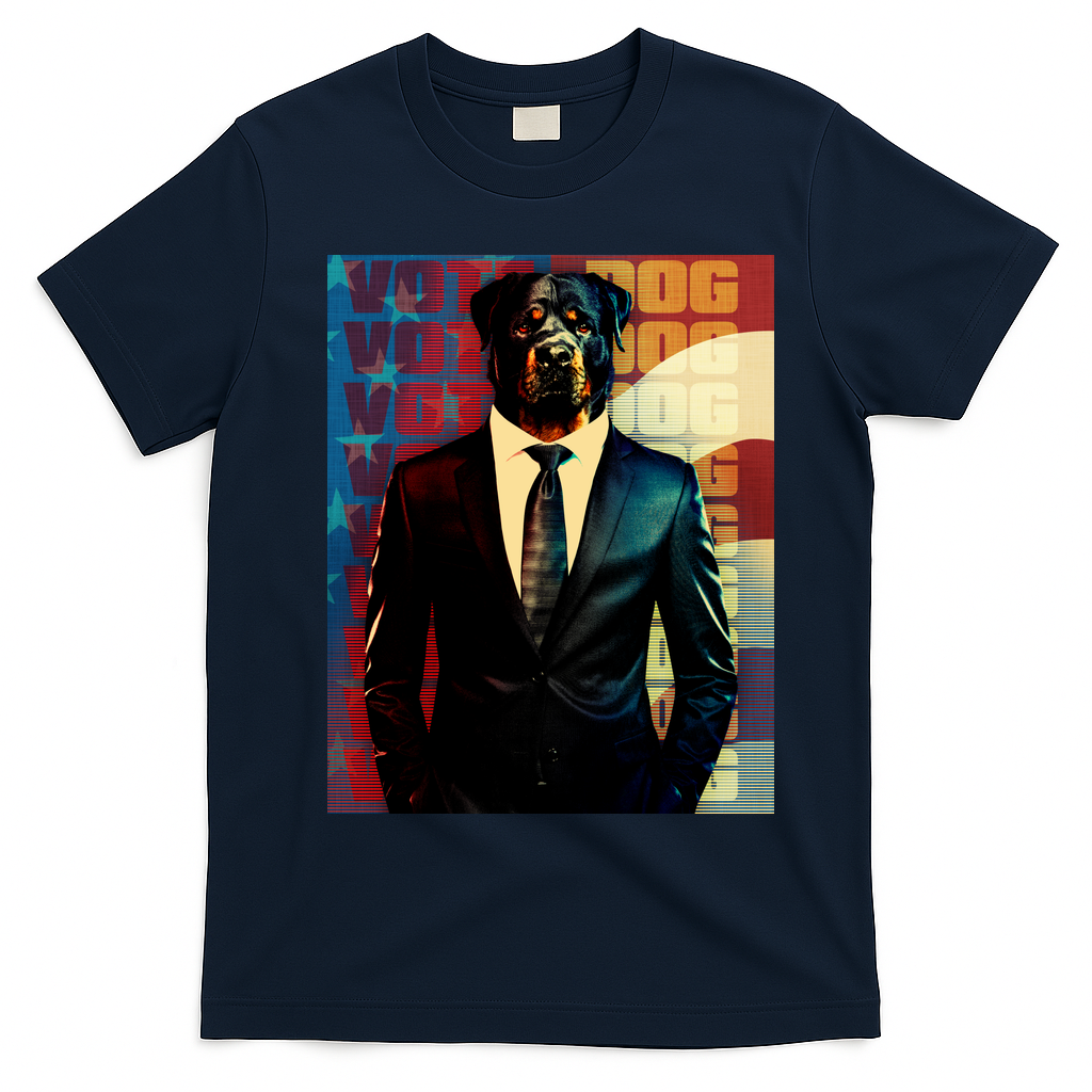 Funny Retro Vintage Election Vote Dog T-Shirt - Navy Blue