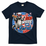 Funny Red White And Feral Patriotic Raccoon 4th Of July T-Shirt - Navy