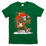 Funny Santa Bigfoot Christmas Lights Rock Sasquatch Believe T-Shirt - Irish Green