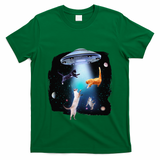 Funny Space Cats Abduction Whimsical Ufo Design T-Shirt