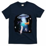 Funny Space Cats Abduction Whimsical Ufo Design T-Shirt