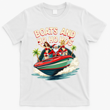 Funny Santa Christmas Boats And Ho Ho Hos T-Shirt - White