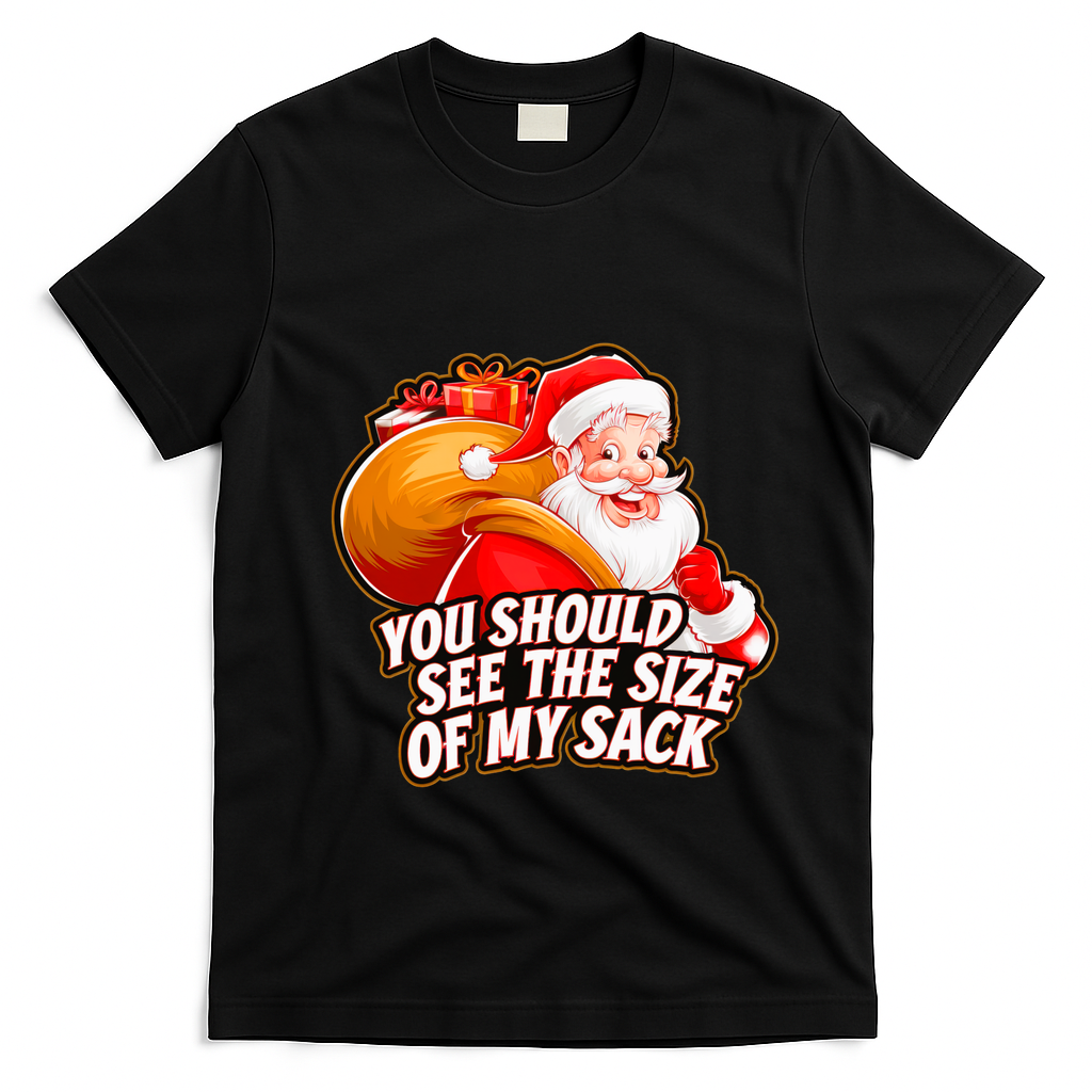 Funny Santa Claus You Should See The Size Of My Sack T-Shirt - Black