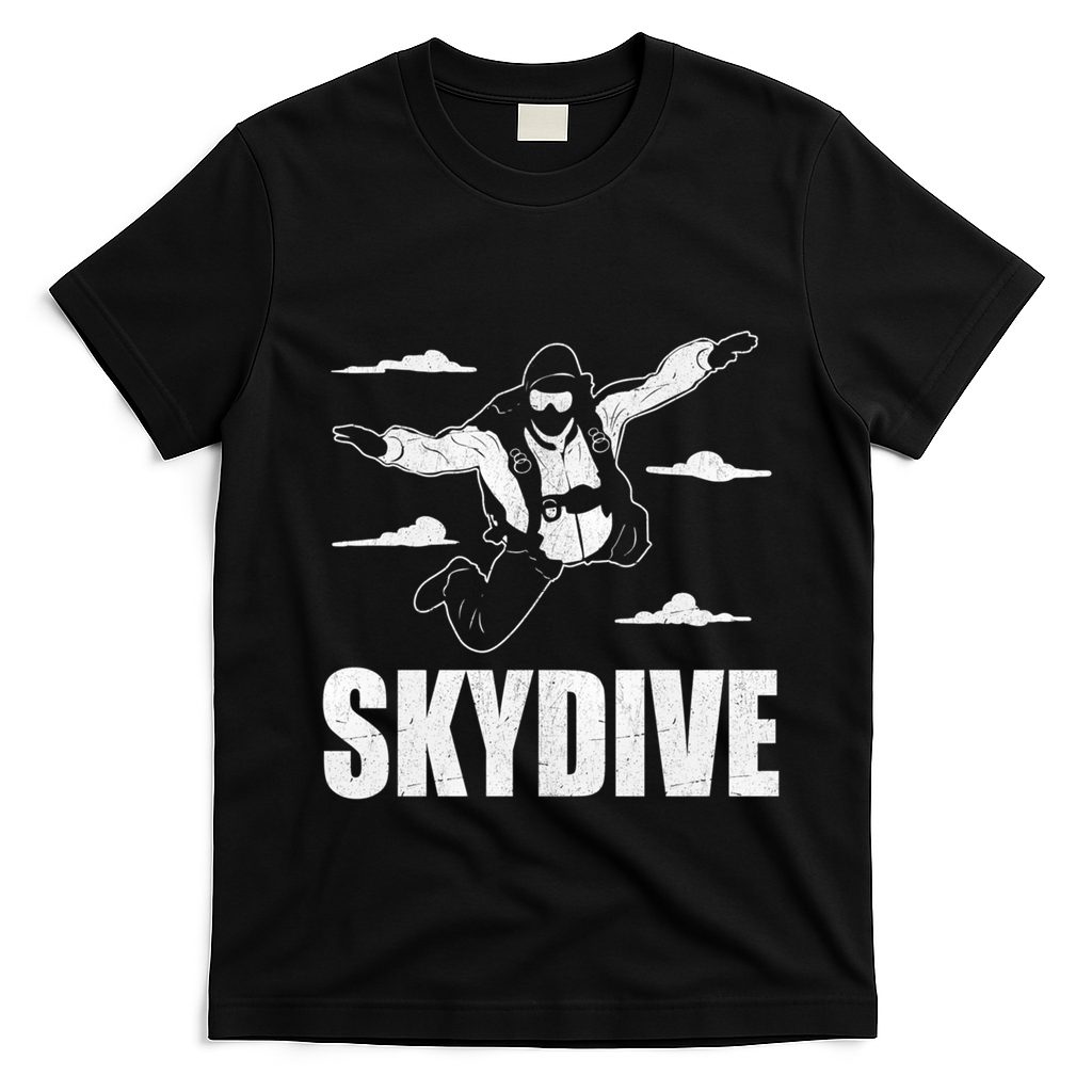 Funny Skydiving Design Skydive Sky Diving Skydiver Gift T-Shirt - Black