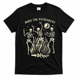 Feminist Skeleton Fun Burn Patriarchy Halloween Rights T-Shirt - Black