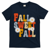 Fall Sweet Fall Retro Flower T-Shirt - Navy
